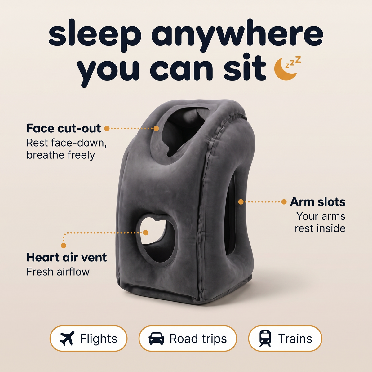 TrayNap™ Tray Table Travel Pillow