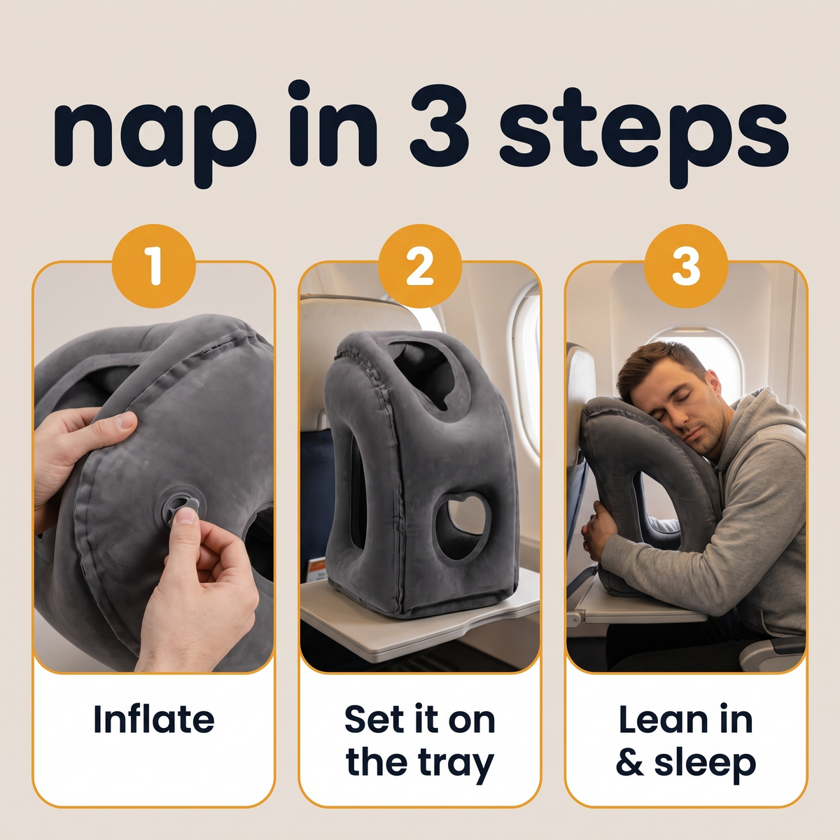 TrayNap™ Tray Table Travel Pillow