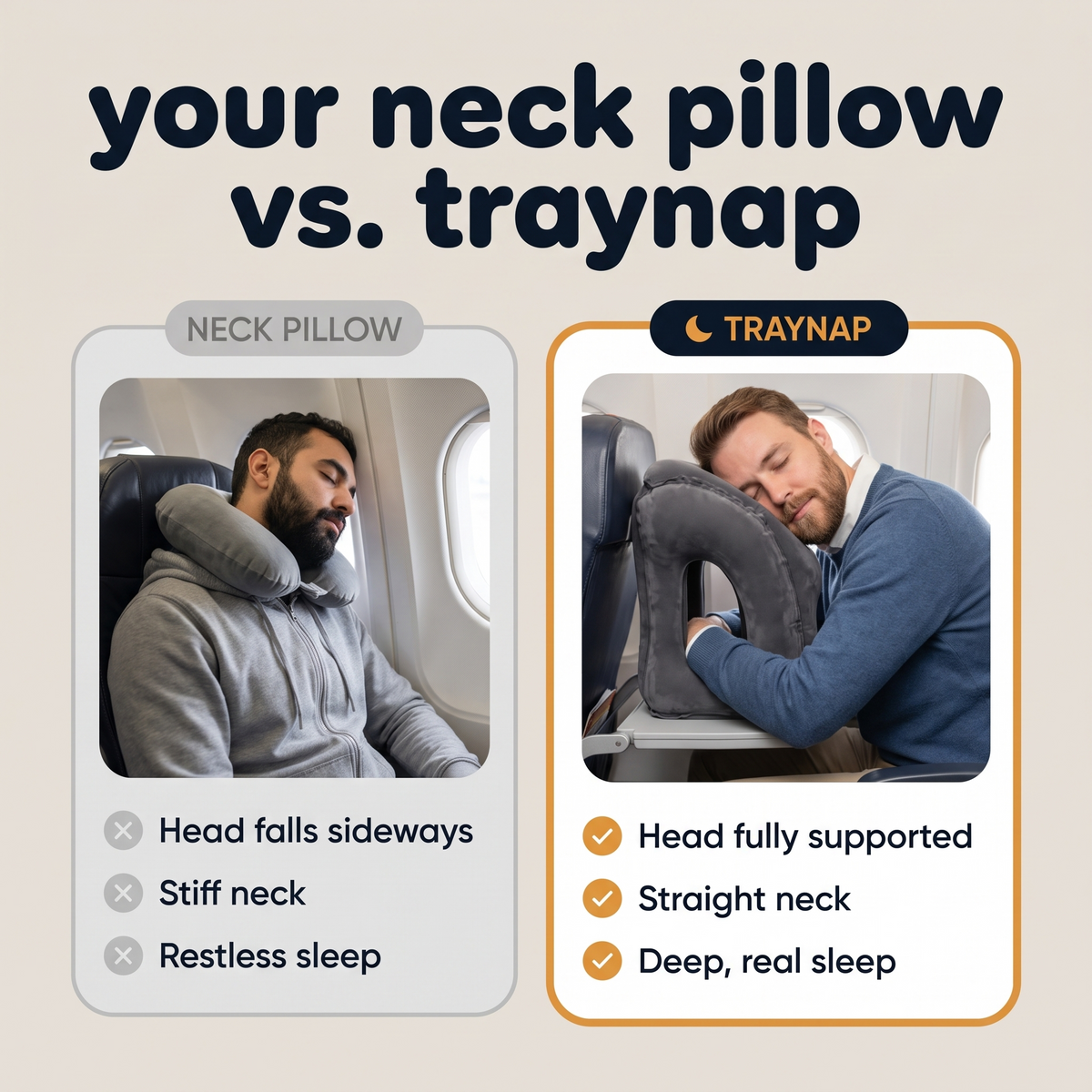 TrayNap™ Tray Table Travel Pillow